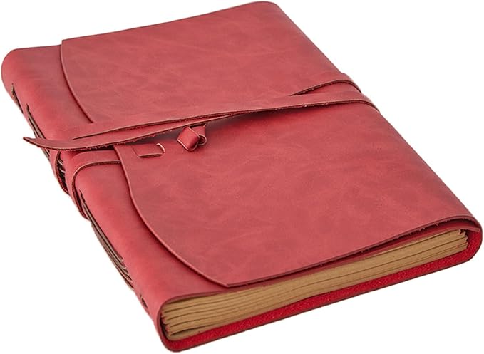 Leather Journal for Women - Genuine Leather Journals for Writing 8x10 Inches Vintage Journal For Men and Women, Artist,Travel Journal,Red
