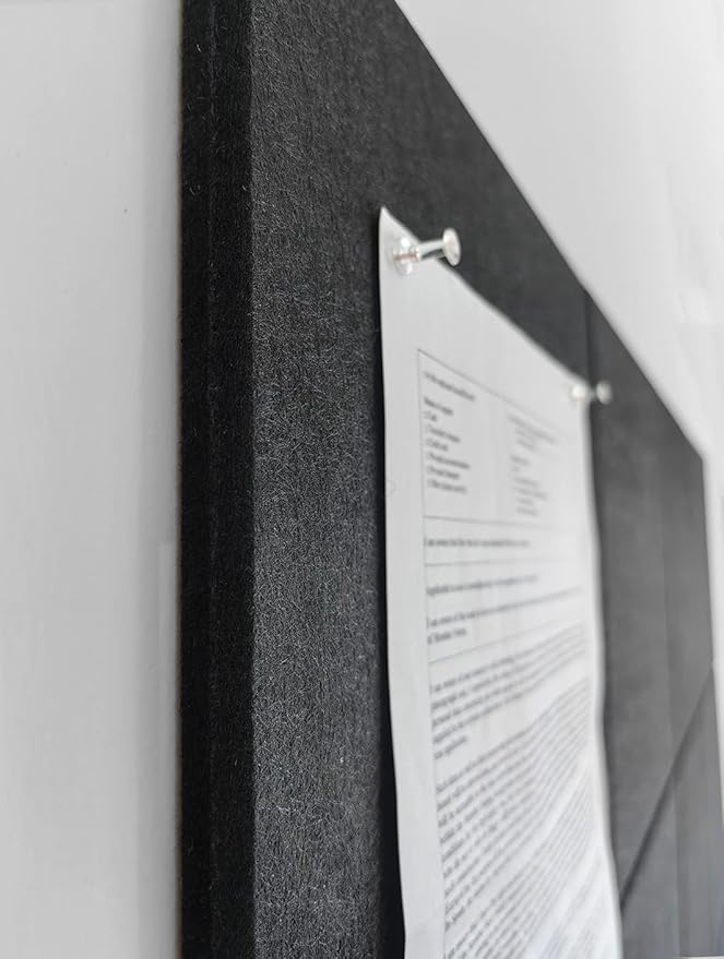 Large Cork Board Alternative - 12 Pack Felt Wall Tiles with Safe Removable Adhesive Tabs, Cork Boards for Walls Cork Board for Office Pin Board Tack Board Cork Board 48 x 36 - Black