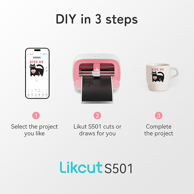 Likcut Vinyl Cutter Machine Creator Bundle with Carrying Case & Accessories, User-Friendly Sticker Maker Set, Portable Vinyl Printer for Sticker Joy Craft & Home Decor, School Project
