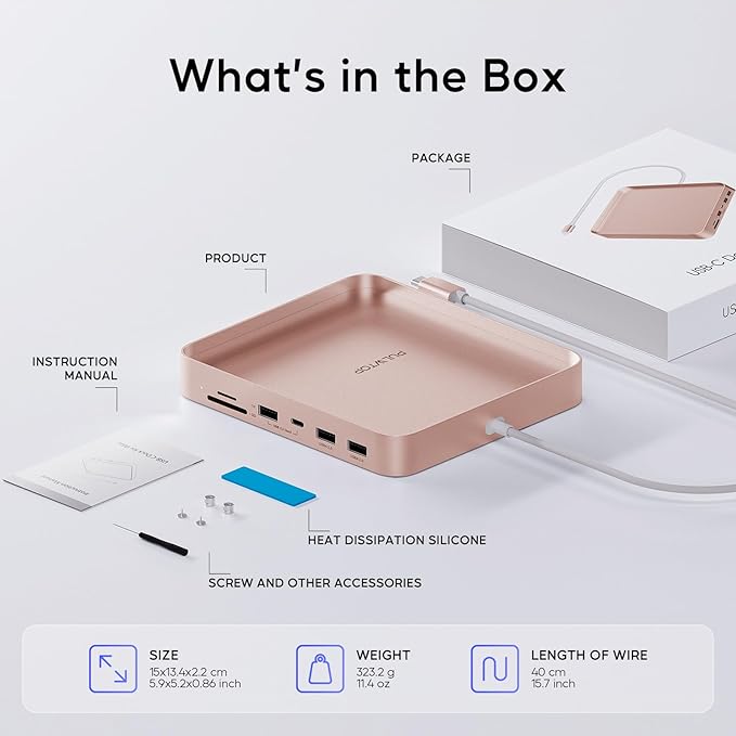 USB C HUB for iMac 24 inch 2021/2023, PULWTOP USB Hub Adapter iMac Accessories for M1/M3 with USB C 10Gbps 3*USB A SD/TF, Docking Station Support Expand M.2 SSD (Not Included), Color not for i.Mac M4