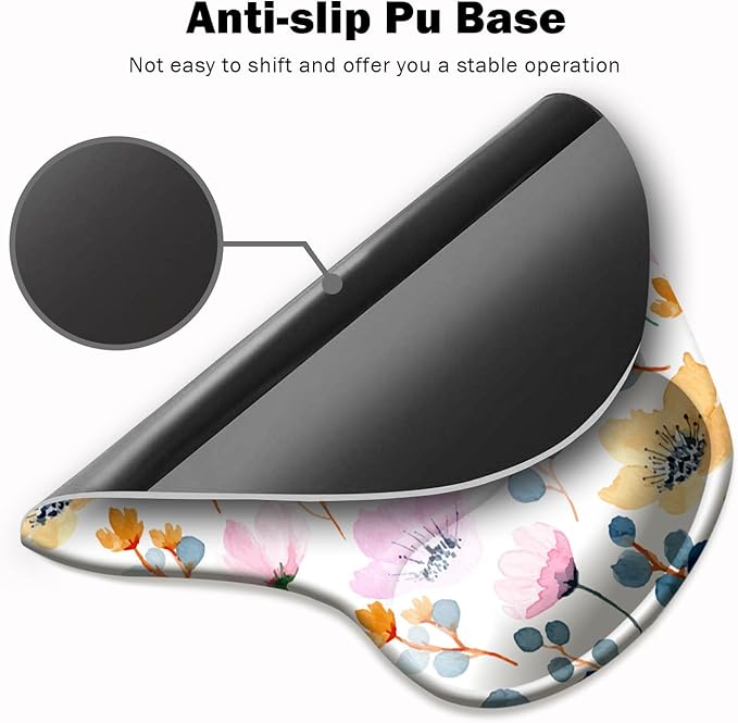 Ergonomic Mouse Pad with Wrist Support and Coaster,Mouse Pads with Non-Slip PU Base for Home Office Working Studying Easy Typing & Pain Relief Blossoming