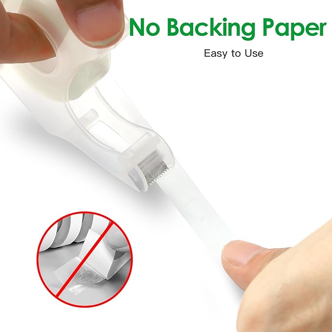 LOCKLOCK Double Sided Tape Light Duty, 4 Pack, 1/2 x 350 inches, Narrow Double Stick Tape with Dispenser for Crafts, Arts Projects, Gift Wrapping, Office and School Supplies, Clear.