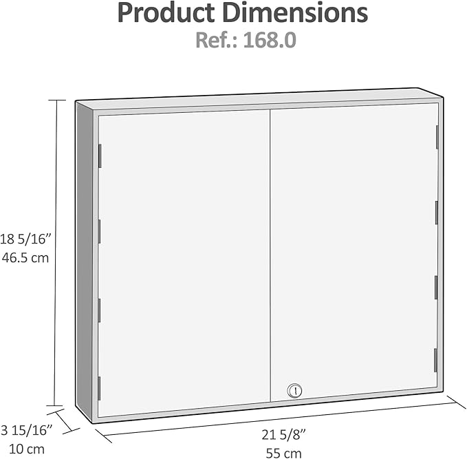Acrimet Key Cabinet Organizer 256 Positions with Lock (Wall Mount) (256 Smoke Tags Included) (Black Cabinet)