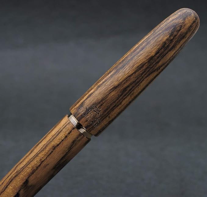 JINHAO 9056 Natural Wood Fountain Pen Handmade Ink Pen (Tiger Wood, Fine Nib 0.5mm)