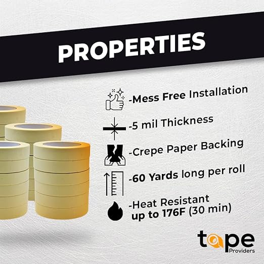 WOD MT5 Utility Grade Masking Tape, 6 inch x 60 yds. (Pack of 8) for Home or Office air-Dry Painting, Labeling, & Packing. Leaves no Residue