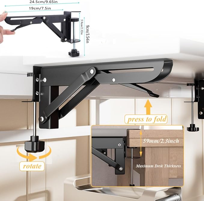 Desk Extender Support Bracket Desktop Extension Board Stand PC Keyboard Holder Arm Rest Tray Extension Plate Support Rack for Desk, 1 Set