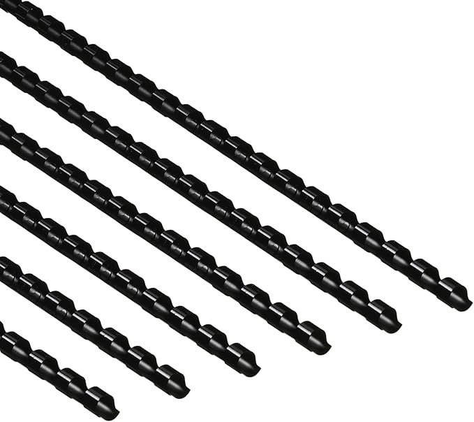 Yunsailing 150 Pack Plastic Binding Combs Plastic Binder Comb Ring 19 Ring Binding Spines Letter Size Spiral coils for Notebook Calendar(1/4 in,Black)