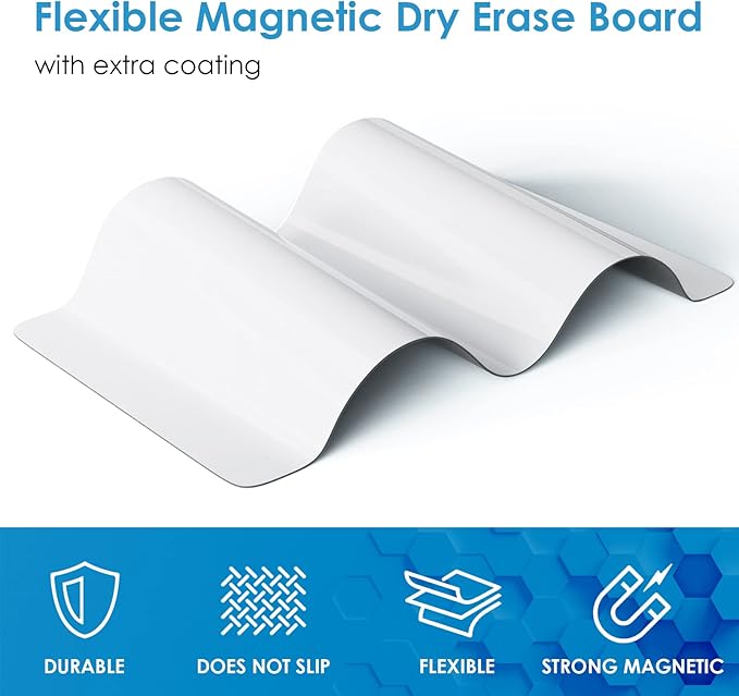 MaxGear 20'' X 13'' inch Magnetic Dry Erase Whiteboard for Refrigerator, Fridge Whiteboard Sheet for Kitchen Fridge Shopping List Notice Board with New Stain Resistant Technology (1 Eraser,6 Markers)