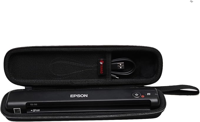 XANAD Black Case for Epson Workforce ES-50 / ES-55R / ES-60W / ES-65WR / DS-30 / DS-70 / DS-80W Document Scanner (Case Only)