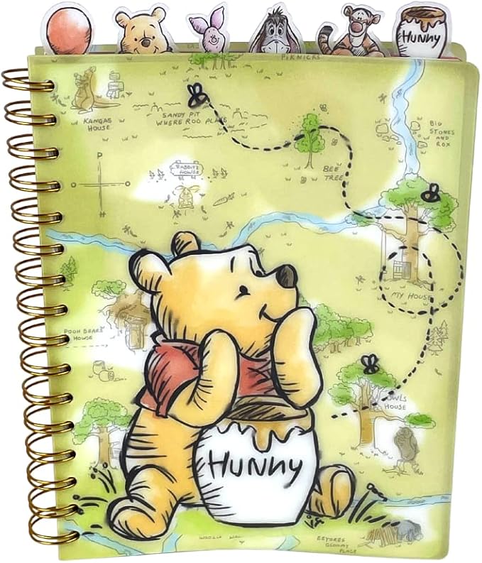 Innovative Designs Disney Winnie the Pooh Tab Journal Notebook, Spiral Bound, 144 Lined Pages, 8 x 7 inches