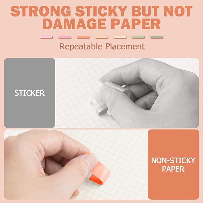 800Pcs Books Tabs for Annotating, Tabs for Notebooks, Sticky Tabs, Morandi Page Markers, Multi-Colored Writeable and Repositionable Book Flags Strip (800Pcs)