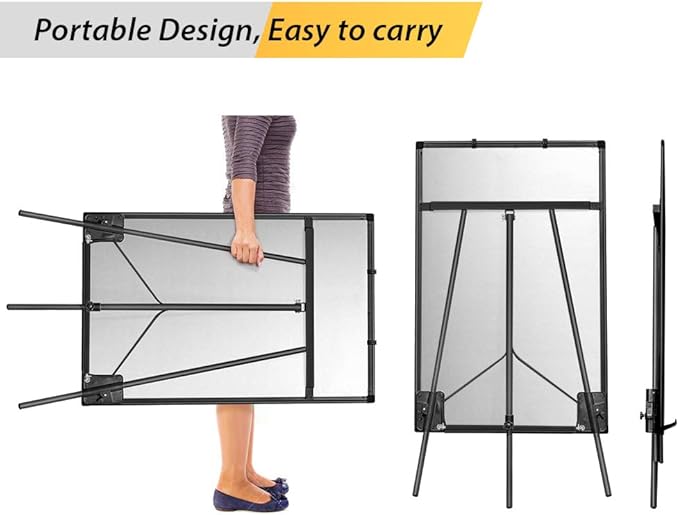 Easel Whiteboard - Black Magnetic Portable Dry Erase 40 x 28 Tripod Height Adjustable, Flipchart Easel Stand White Board for Office