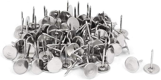 200Pcs Flat Head Upholstery Tacks Home Furniture Decor Tack Upholstery Nails Flat Push Pins Flat Thumb Tacks Silver (11mmx17mm)