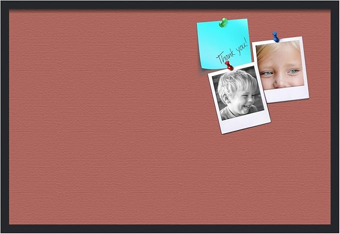 PinPix 36x24 Inch Cork Bulletin Board. This Decorative Framed Pin Board Comes with Crimson Pastel Design and a Satin Black Frame. Ideal for Home Office Decor or Message Board (PinPix-1807)