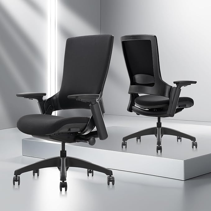 CLATINA Office Chair Swivel Executive Chair, Adjustable Ergonomic Computer Chair with 3D Armrest and Lumbar Support, Fabric Backrest Task Chair for Home Office Conference Room