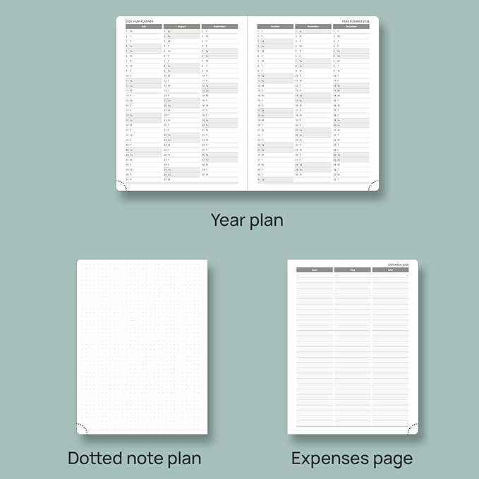 POPRUN Planner 2025-2026 (Medium - 6.5'' x 8.5'') Academic Weekly Calendar (July 2025 - June 2026) with Hourly Time Slots, Monthly Tabs, 100GSM Thick Papers, Leather Soft Cover - Pacific Green