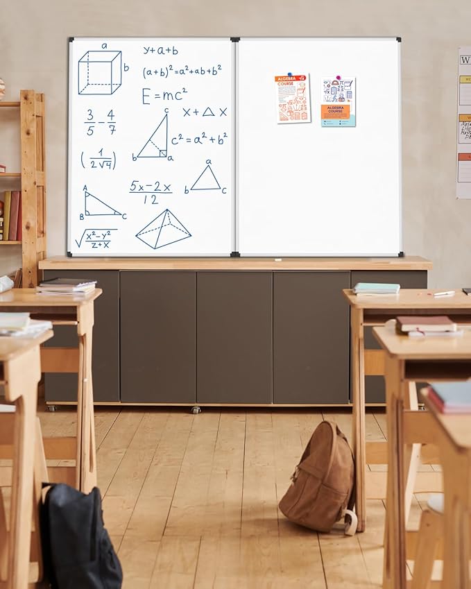 XBoard Magnetic Dry Erase Board 48 x 36 Inch, 4' x 3' Hanging White Board Silver Aluminum Frame Presentation Board for Home Office Classroom (Pack of 2)