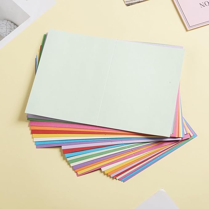 50 Pack Blank Cards Folded Cardstock Thank You Blank Greeting Cards for Invitations, Wedding, Greeting Cards, All Occasion DIY (Multicolor, 2x3.5)