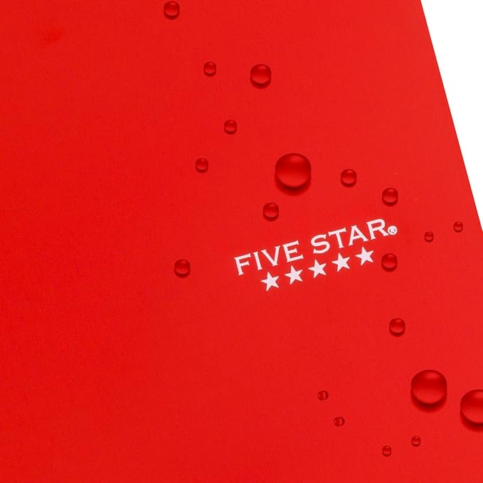 Five Star Spiral Notebook + Study App, 3 Subject, Wide Ruled Paper, 10-1/2" x 8", 150 Sheets, Red (72029)