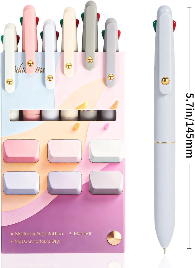 Ddaowanx Multicolor Pens, 4-in-1 Colored Ballpoint Pen 0.5mm Fine Point Smooth Writing,Nurse Accessories for Work,Gifts for Teen Girls,6-Count