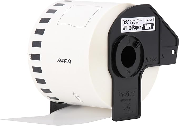 Brother Genuine, DK-220524PK Continuous Paper Label Roll, Cut-to-Length Label, 2.4” x 100 Feet, (24) Rolls Per Box, White (DK220524PK)