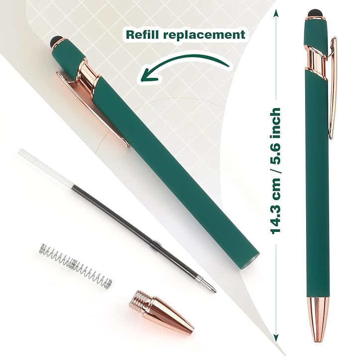 6 Pack Ballpoint Pen 2-in-1 Stylus Retractable Ballpoint Pen with Stylus tip, Metal Stylus Pen for Touch Screens, 1.0 mm Black Ink, 6