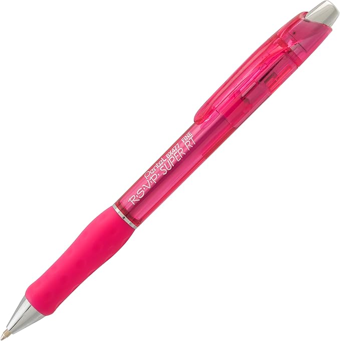 Pentel RSVP Super RT Ballpoint Pen, (0.7mm) Fine Line, Assorted Ink, (DPSV), 4-pk - BX477BP4M1