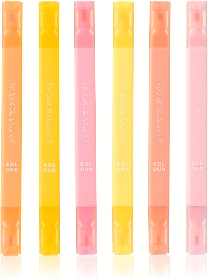 Aesthetic Cute Pastel Highlighters Set, 6 count, Mild Assorted Colors Candy Highlighters, Chisel Tip，No Bleed Bible Marker Pen, Study Journaling School Supplies Planner