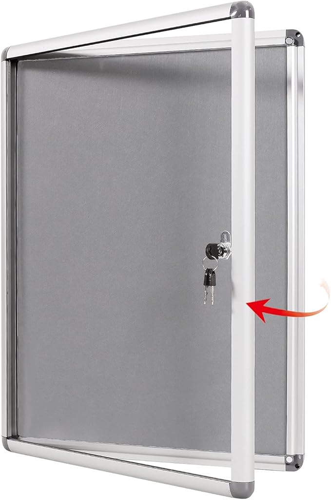 SWANCROWN Enclosed Bulletin Boards Protective Information Case Locking Display Cabinet for Office School,Resin Glass Door,38x28 inches(9xA4)