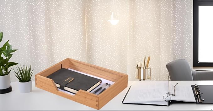 Wood Letter-Size Tray for Office Desktop Organizer - Wooden Front-Load Documents Tray for Mail, Paper, File, Magazine, Pen,Notebook Storage Paper Holder Trays Light(DGTU-LT)