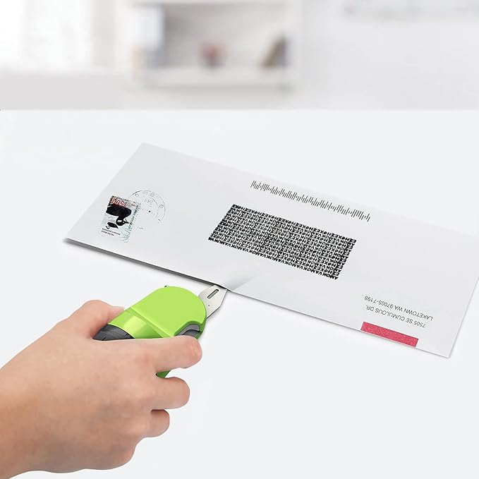Guard Your ID 3 in 1 Wide Advanced Roller with Retractable Box & Envelope Opener and Identity Theft Prevention Security Stamp Green
