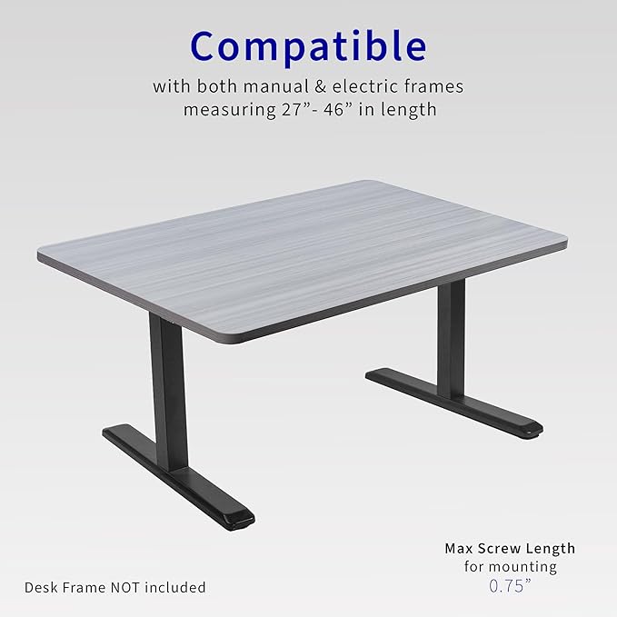 VIVO Universal 48 x 30 inch Solid One-Piece Table Top for Standard and Sit to Stand Height Adjustable Home and Office Desk Frames, Dark Gray, DESK-TOP48-30G
