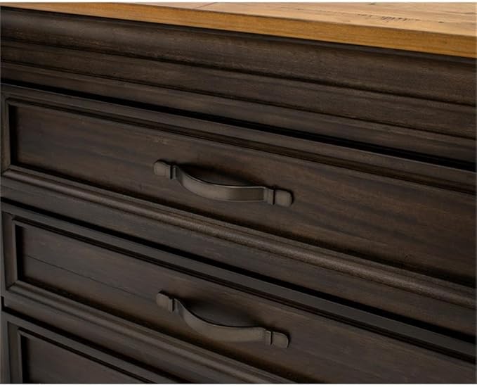 BOWERY HILL Executive Lateral File with Solid Wood Plank Top in Brown