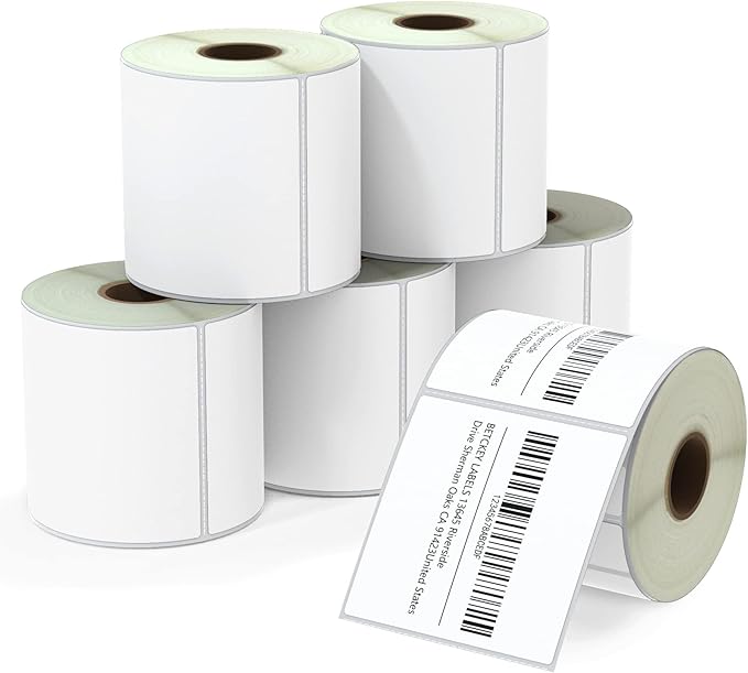 BETCKEY - 3" x 3" (76 mm x 76 mm) Multipurpose & Large Square Labels Compatible with Zebra & Rollo Label Printer,Premium Adhesive & Perforated [6 Rolls, 3000 Labels]