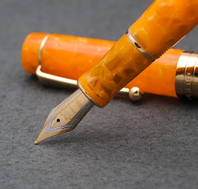 JINHAO 100 Fountain Pen with Ink Converter (Medium Nib 0.7mm, Gold Stone)