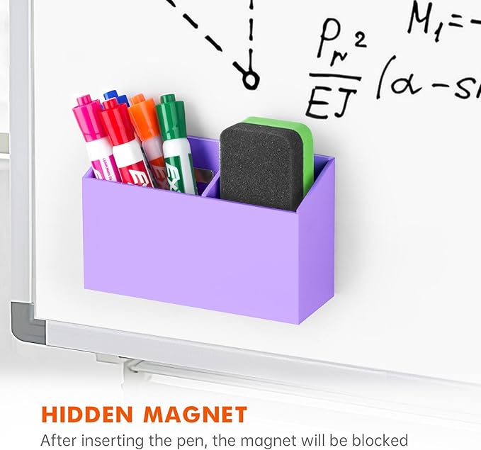 BEYGORM Magnetic Dry Erase Marker Holder for Whiteboard,Non-slip Acrylic Magnet Pen Holder for Fridge Refrigerator,Locker Organizer for Work,Locker Accessories,Pencil Cup for Desk(Purple)