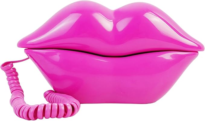 Corded Lip Phone, Benotek Novelty Landline Phone for Home/Office/Shops/Party Decor, Real Wired Funny Mouth Cartoon Telephone for Gift (Rose)