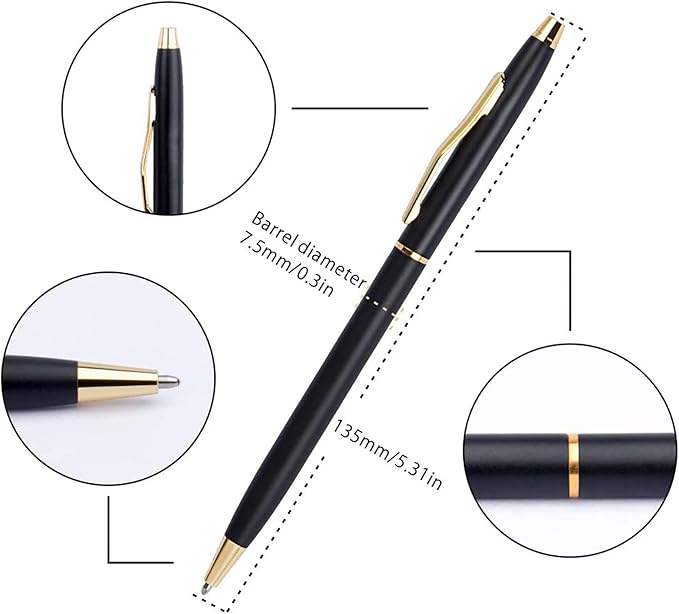 Cambond Black Pens Ballpoint Pens - Black Ink Bulk 1.0 mm Medium Point Smooth Writing Office Pens for Men Women Police Uniform Office Business, 10 Pack (Black)
