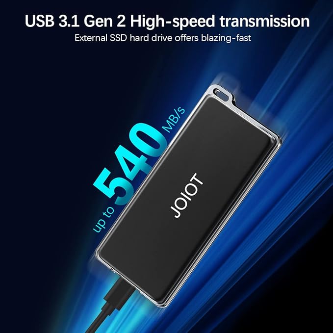 2TB Portable External SSD - Up to 540MB/s, USB 3.1 Type C Flash Drive External Solid State Drive, Portable SSD Type A to C Cable for PC/Laptop/Mac/Android/Linux