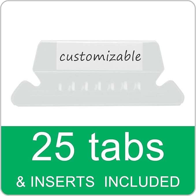 25 Packs Hanging File Folders,Orange File Folder Letter Size,Designed for Bulky Files,Filing Cabinet,1/5 Adjustable Tabs for Office,School,Home