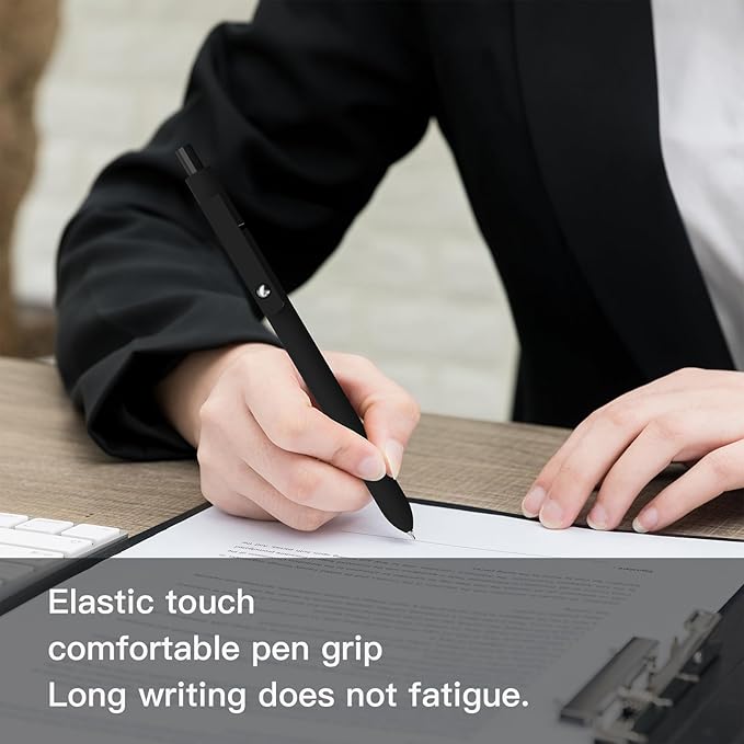 Retractable Gel Pens,0.5mm Fine Point Pens Smooth Writing japanese gel pens,Cute Office and School Supplies for Women Teacher Students(10 Pcs Black Ink-Black Gray shaft pen)