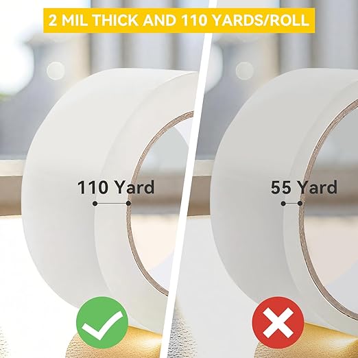 Clear Packing Tape Refills 6 Rolls, Total 660 yd., Heavy Duty Shipping Tape, Each 2 inch x 110 Yards x 2 mil Thick for Shipping, Packaging, Sealing and Moving