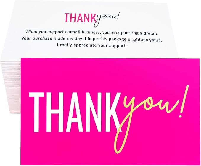 RXBC2011 Gratitude Glow Thank You Cards Hot Pink and Gold appreciation Pack of 100