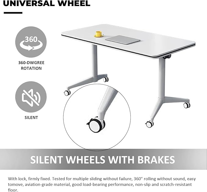 Conference Table Folding Conference Table, Modern Conference Room Table White Meeting Table Flip Top Large Mobile Training Tables, Mobile Training Seminar Tables for Office Classroom (6pack 47.2in)