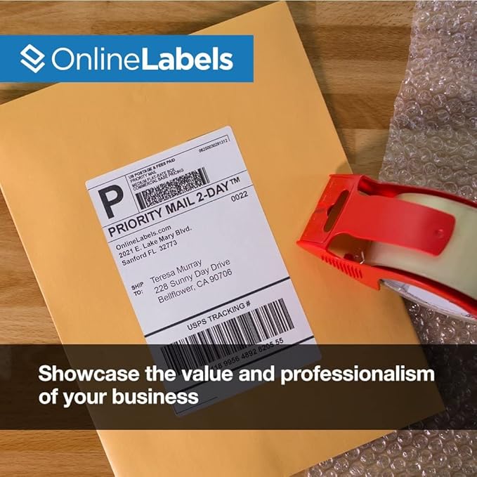 8.5 x 5.5 Half-Sheet Shipping Labels - Permanent, White Matte - for FBA, FedEx, UPS - Pack of 20 Labels, 10 Sheets - Inkjet/Laser Printers - Online Labels