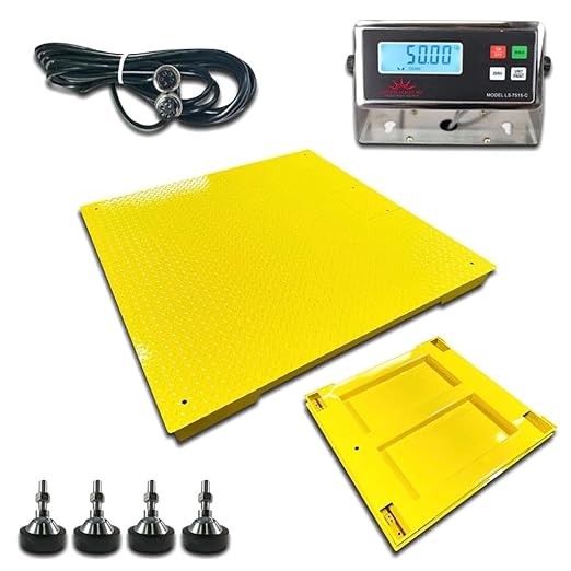 Liberty LS-700-4X6 Heavy Duty General Purpose Floor Scale | 48" x 72" | Capacity of 5000 lbs x 1 lb + Yellow