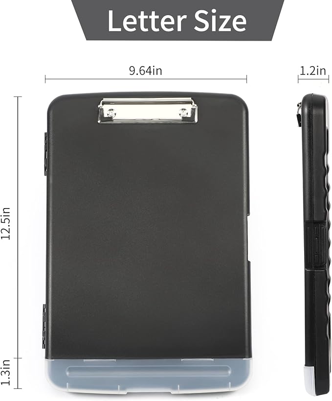 Clipboard with Storage, Large Capacity Nursing Clipboards with Low Profile Clip, Heavy Duty Plastic Storage Clipboard with Pen Holder, Side-Opening, Multifunctional Clipboard Case for Writing