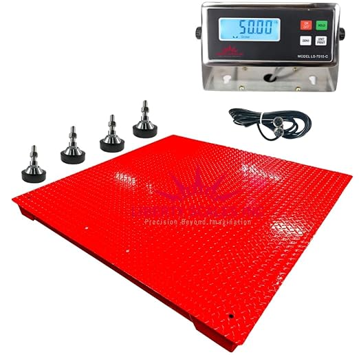 Liberty LS-700-4X6 Heavy Duty General Purpose Floor Scale | 48" x 72" | Capacity of 1000 lbs x 0.2 lb + Red