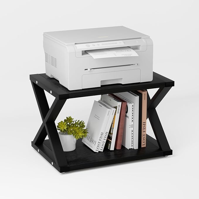 Desktop Printer Stand,2-Tier Desk Space Organizer for Home Office,Storing Heavy Duty Fax Machine, Scanner,Black