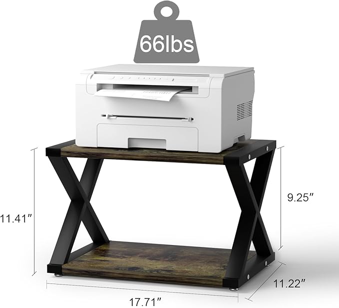 Desktop Printer Stand,2-Tier Desk Space Organizer for Home Office,Storing Heavy Duty Fax Machine, Scanner,Rustic Brown